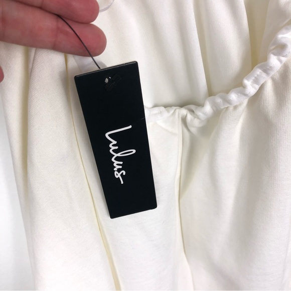 Lulus Going Steady Criss Cross Open Back Skater Ivory Mini Dress Size Medium - Picture 12 of 13